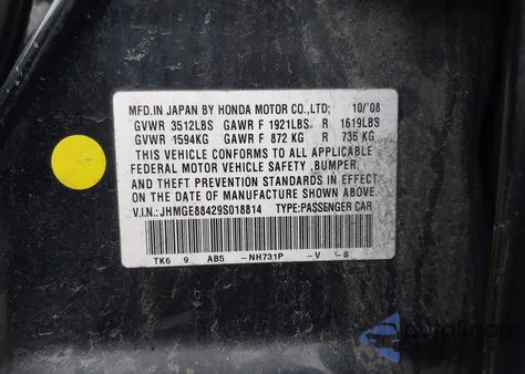2009 Honda Fit Sport z USA, uszkodzony, nr VIN JHMGE88429S018814